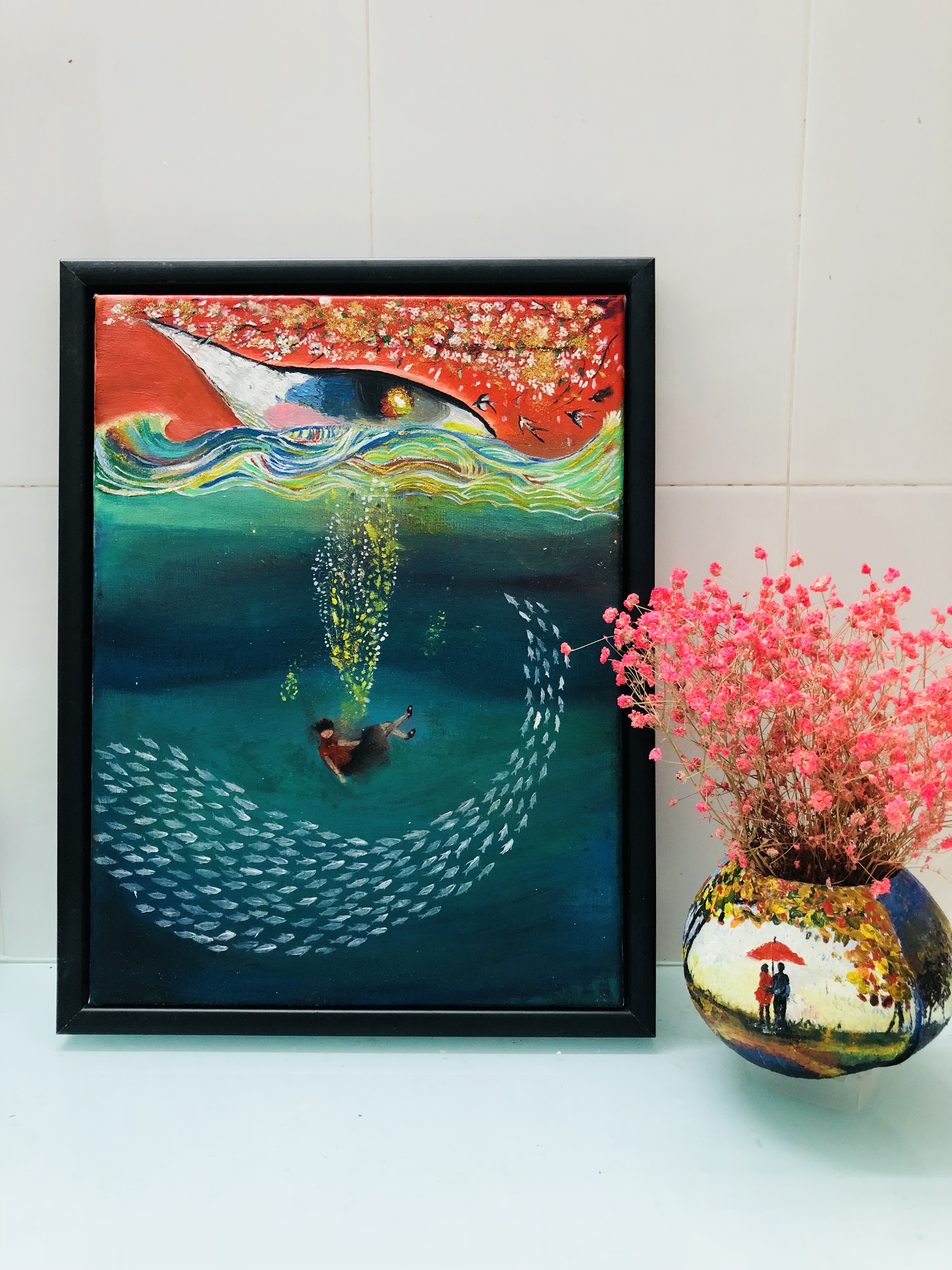 大鱼海棠手绘风景画图片