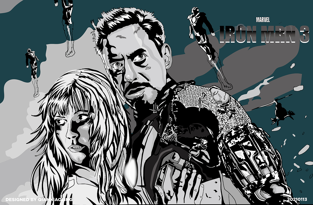 《钢铁侠3》电影插画 小罗伯特·唐尼（图ZMjM5NjI3MTk2） - 创作习作 - 站酷设计师钱小玲原创素材 - 站酷ZCOOL