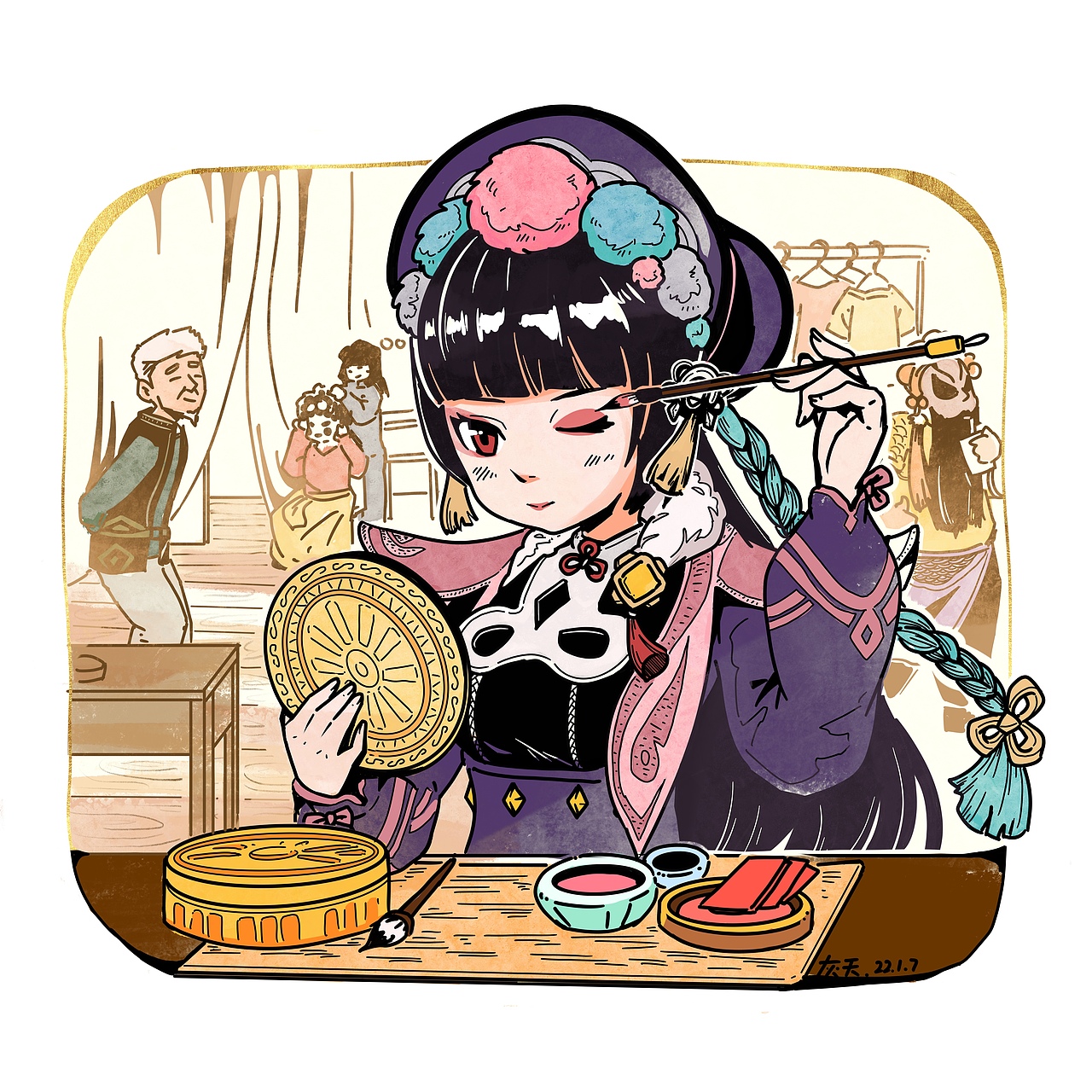 插画 | 原神-云堇化妆 上色