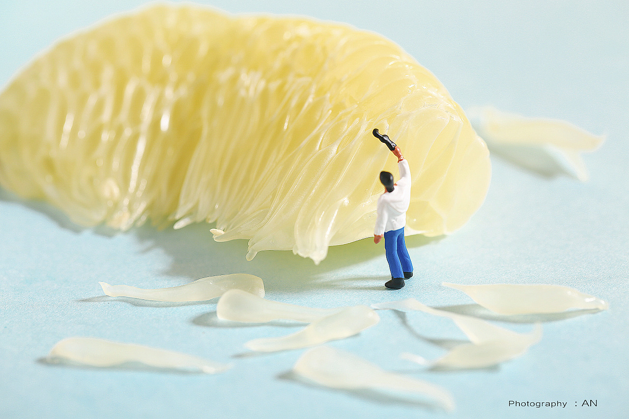 微缩小人摄影 | 一组浅色系水果茶