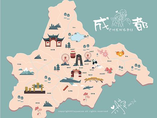 成都地图插画