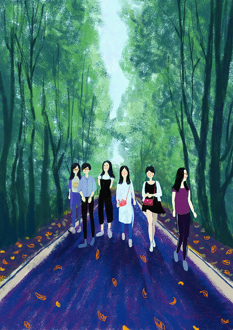 小路与七仙女
<br>学生时代玩到到现在的朋友,七个小伙伴能聚齐真的不容易。那天的画面到现在还刻印在脑子里。<br>温润的五月,布满绿树的校园小道,偶尔几只鸟儿飞过,沥青路面两旁的泥土被厚厚树叶盖住,走在上面软绵绵的...