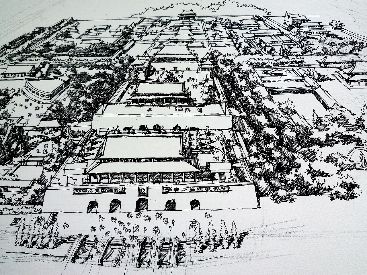 天安门鸟瞰图|纯艺术|绘画|李琨 - 原创作品 - 站酷 (zcool)