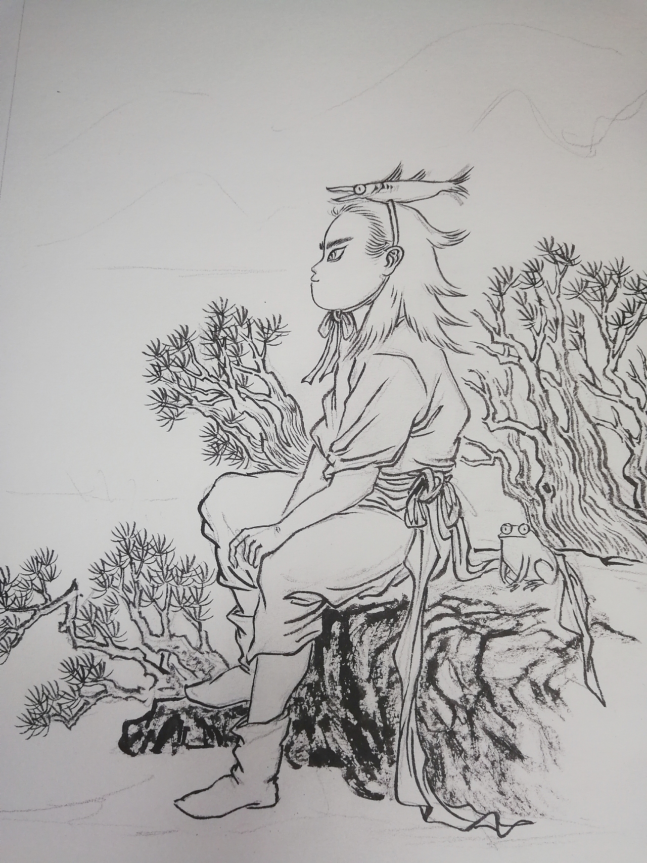 塑新斋潘纪坤手绘古风插画练习入秋