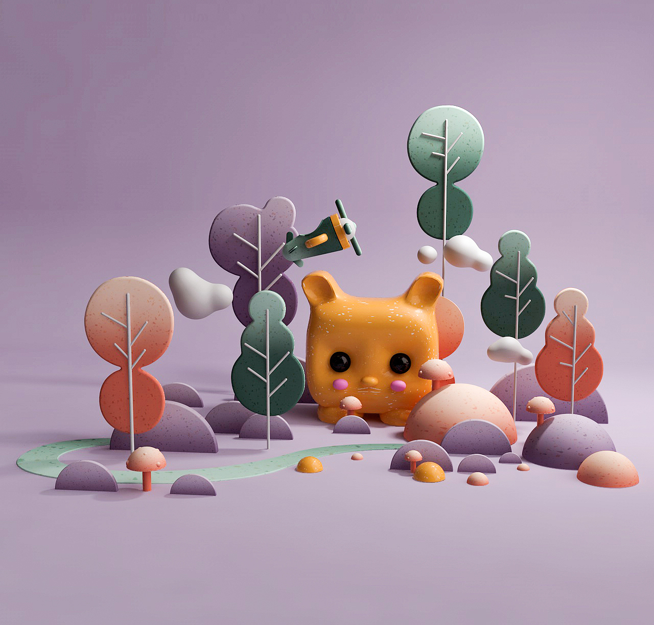 插畫 c4d（圖ZMjA1NDQ3Mzg0） - 其他平面 - 站酷設(shè)計(jì)師愛摸魚的小陳原創(chuàng)素材 - 站酷ZCOOL