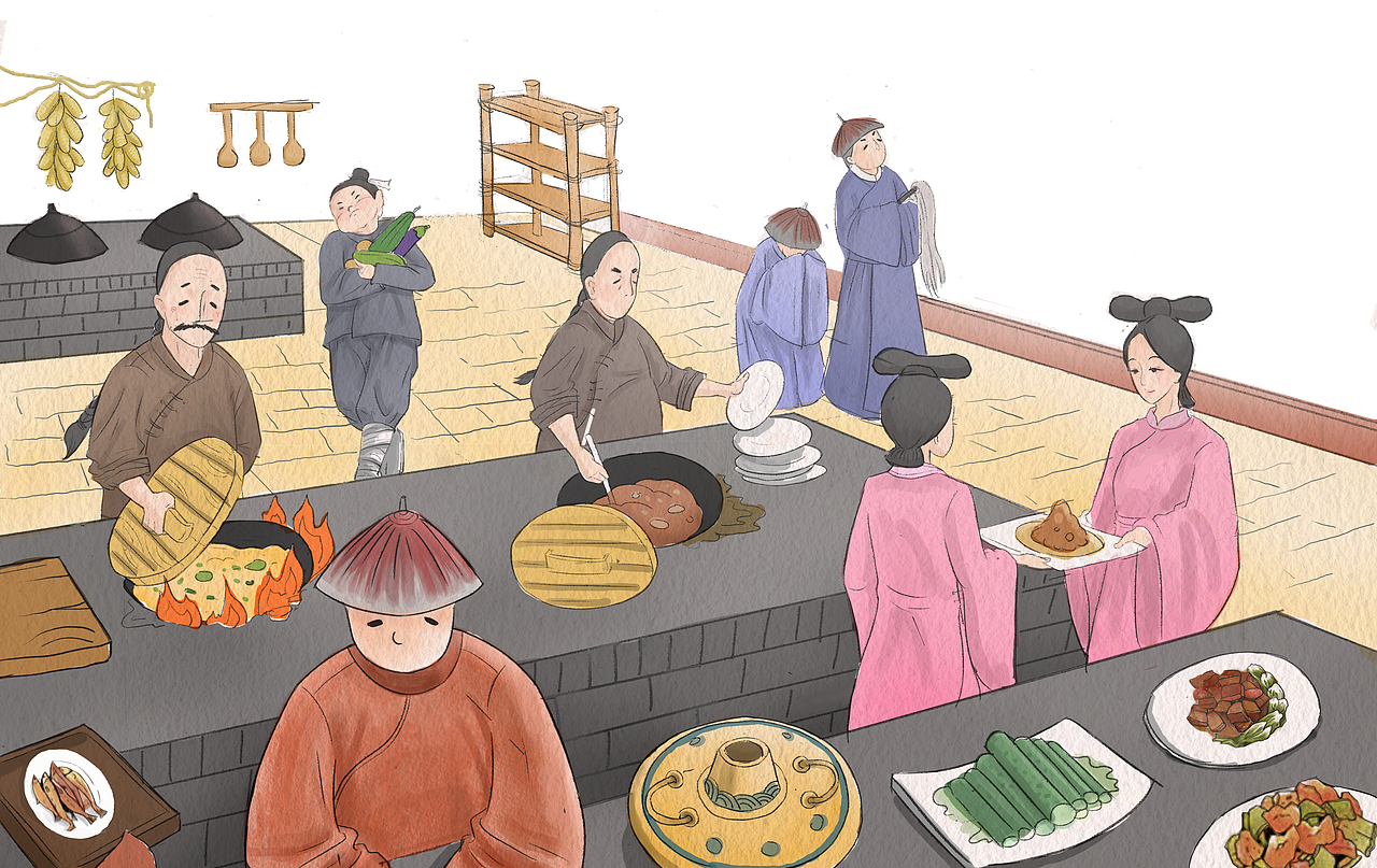 清朝御膳房一角（图ZMjY4MTI0NTQ0） - 商业插画 - 站酷设计师WD黑旋风原创素材 - 站酷ZCOOL