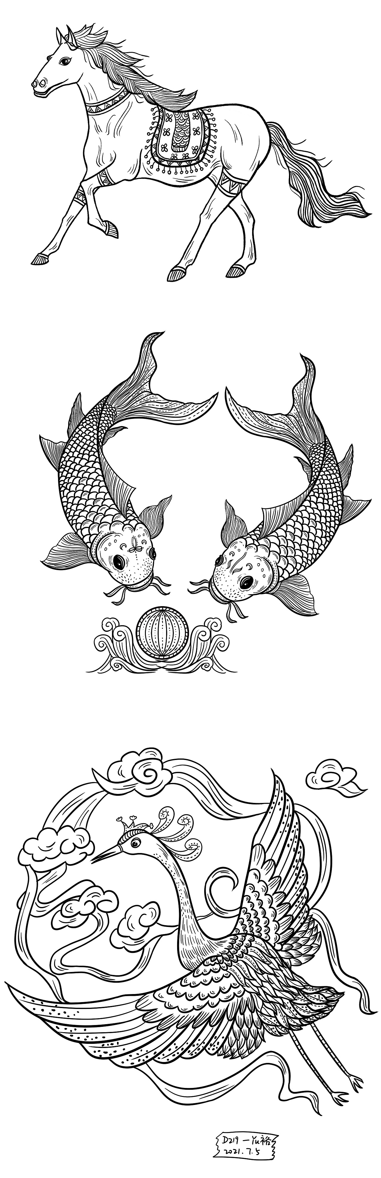 国风动物线稿国风人物线稿国风建筑线稿国风人物-这个小朋友的脸部画