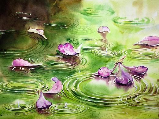 水彩 雨