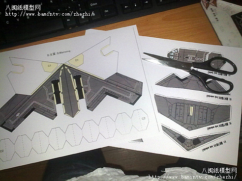 b2隐形轰炸机纸模型制作过程轰炸机纸模型