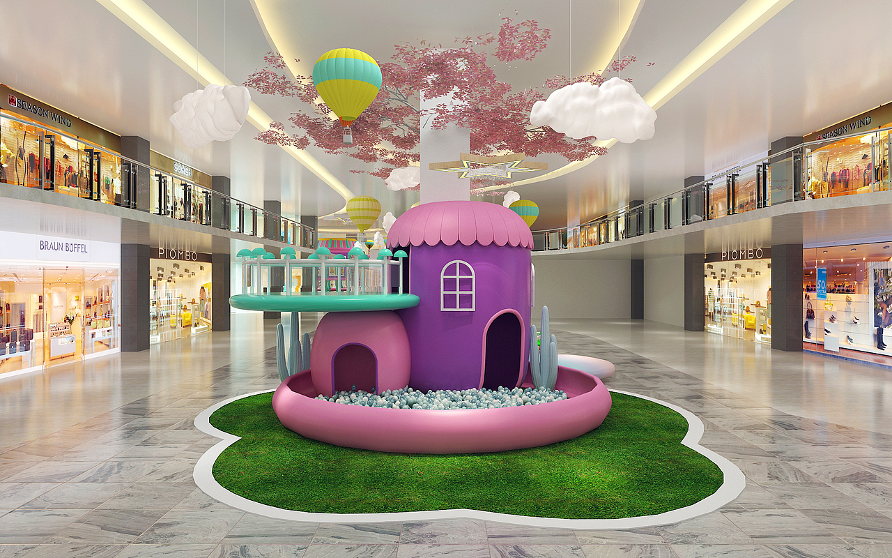 一组商场中庭游乐园