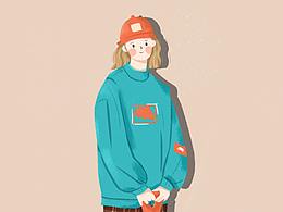 原創(chuàng)插畫(huà)|穿衛(wèi)衣的酷女孩|人物插畫(huà)|李九月JiuYue