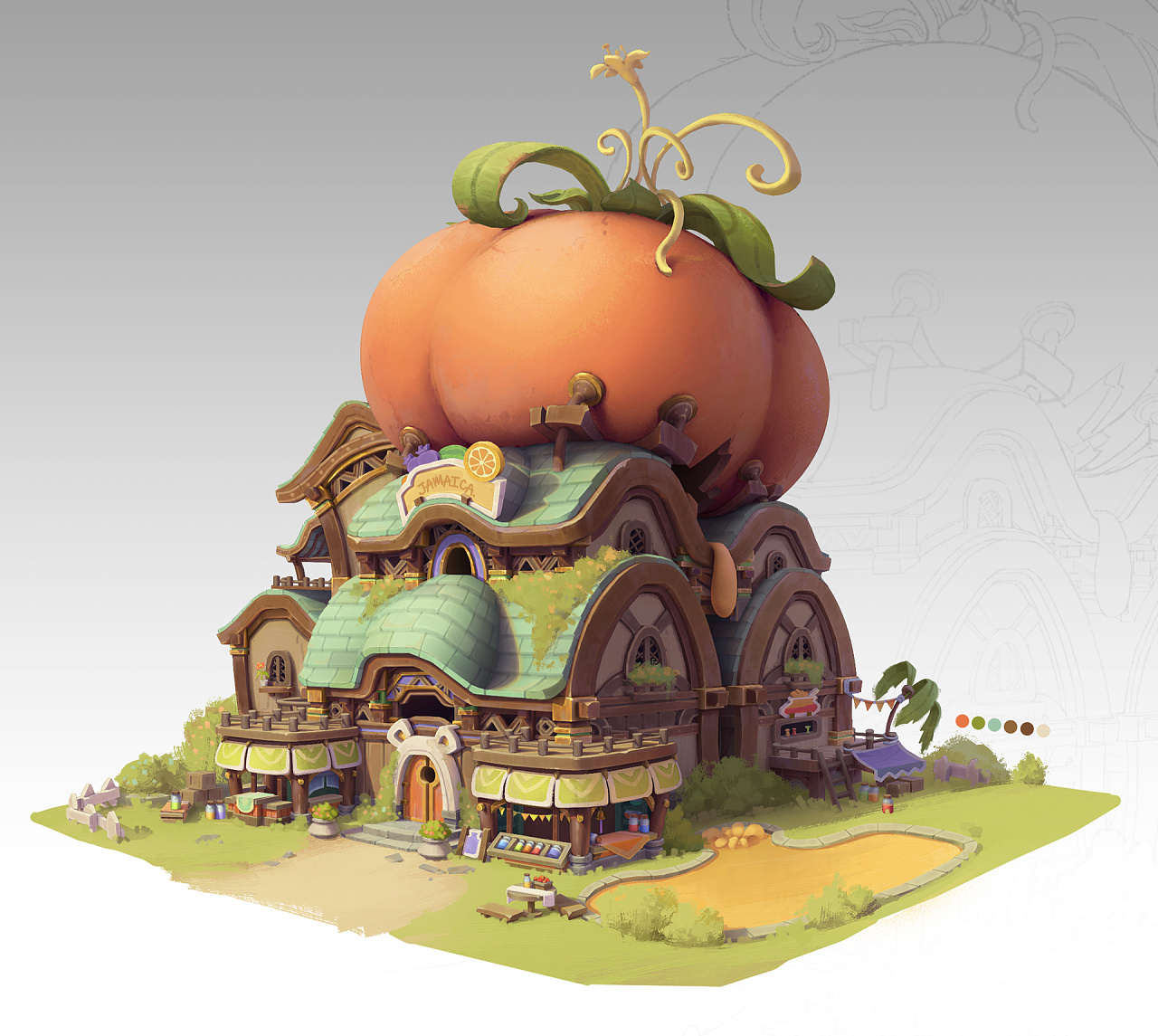 单体建筑|插画|游戏原画|扌非骨 - 原创作品 - 站酷 (zcool)