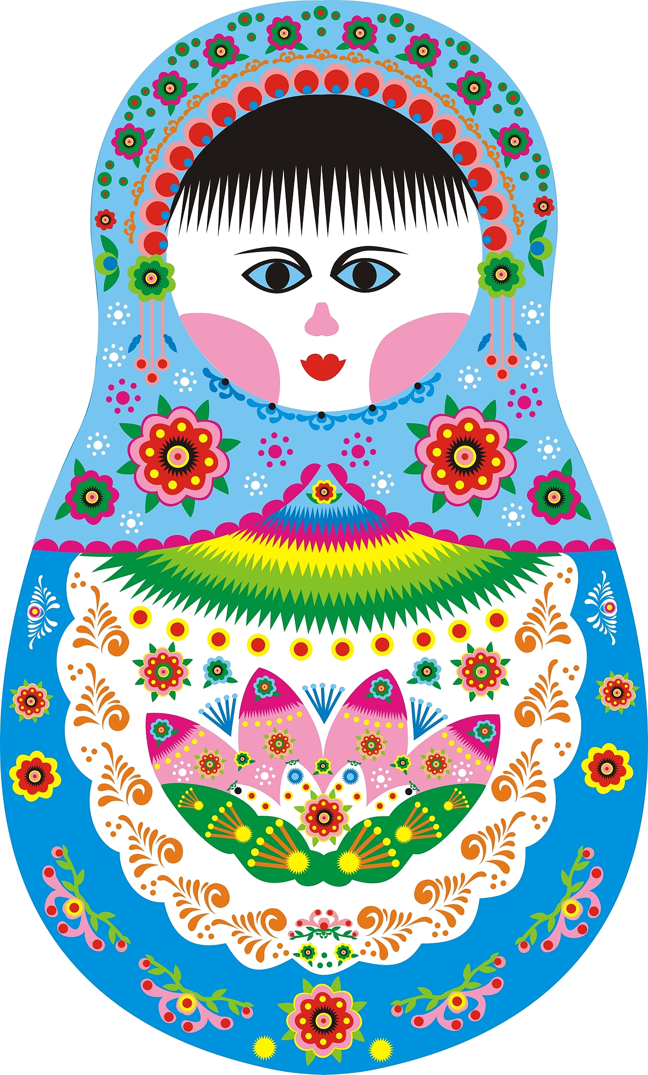 库淑兰剪纸风格之俄罗斯套娃
