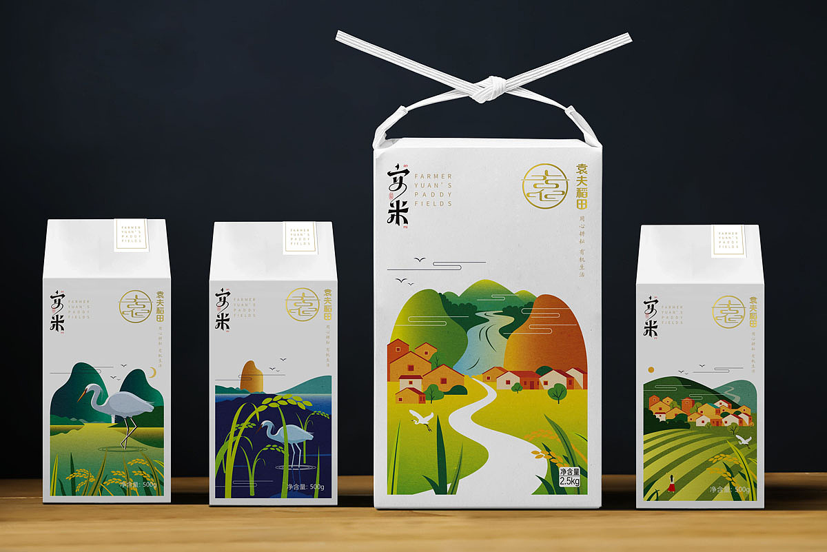 袁夫稻田 / 大米（图ZMTA4Mzk4Mzgw） - 包装 - 站酷设计师枫桥包装设计原创素材 - 站酷ZCOOL