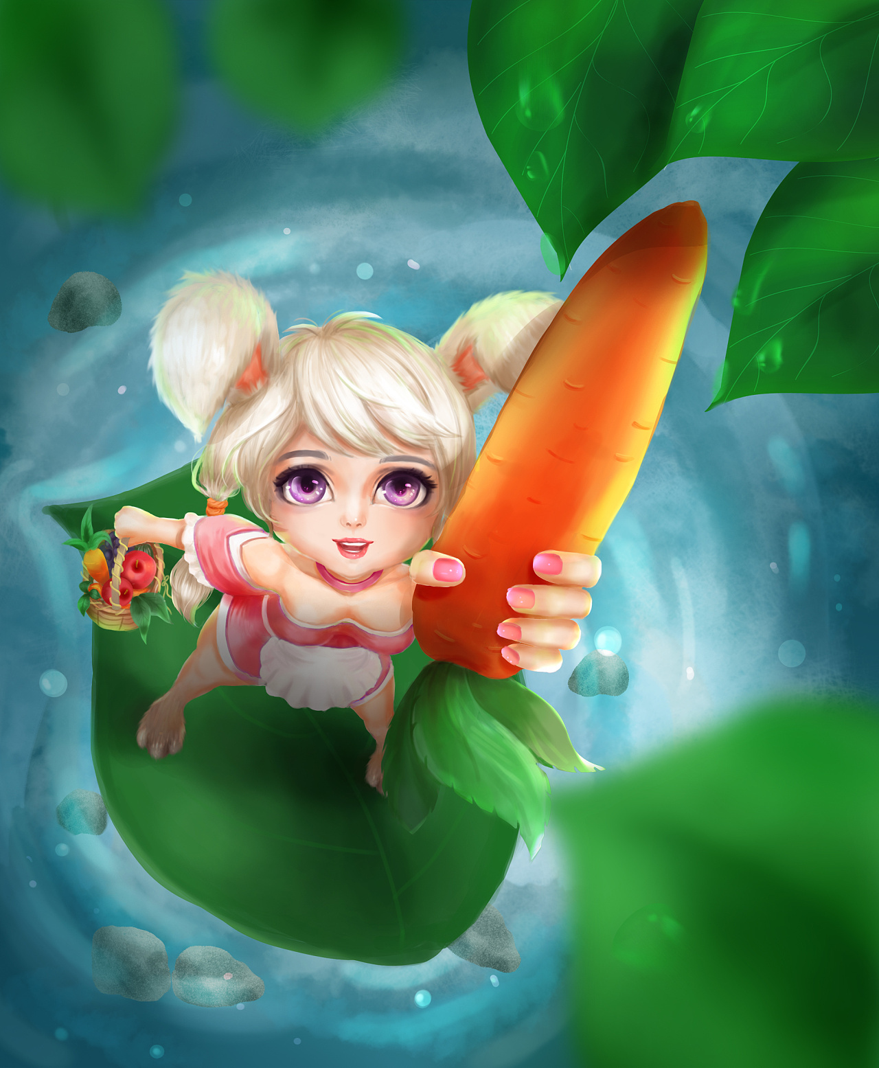爱吃胡萝卜的小白兔插图(胡萝卜、蔬菜、兔子、卡通)儿童插图_北极熊素材库