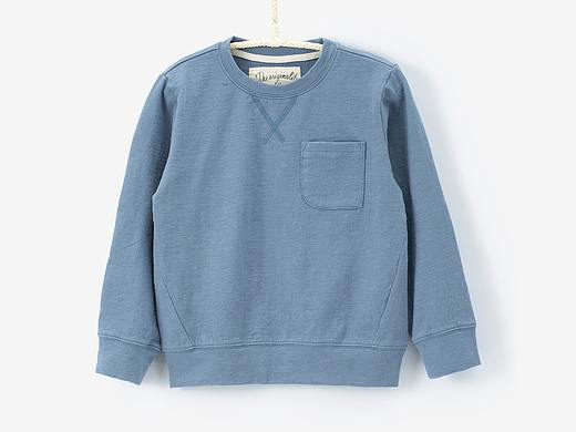 亲子贴袋长袖T恤童装服装衣服白底静物产品拍摄图