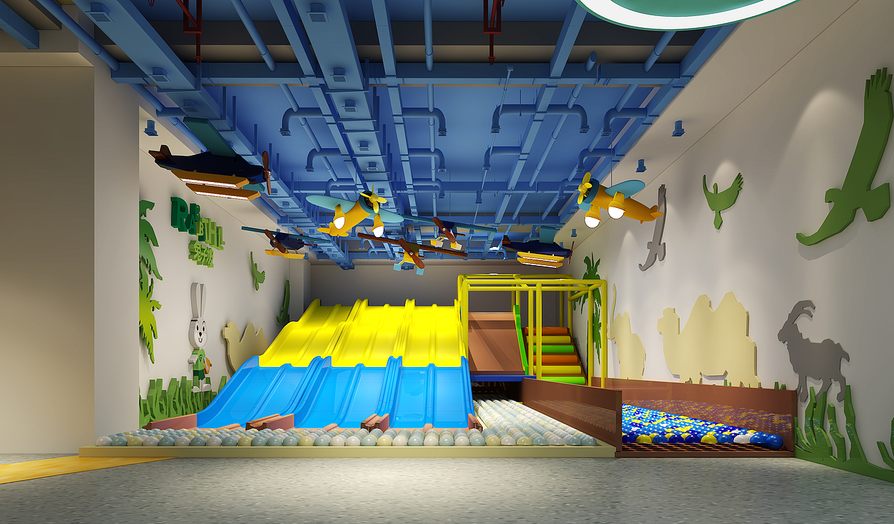 最新室内设计游乐场~工业风搭配多重色彩,游乐园生机勃勃,青春活力.