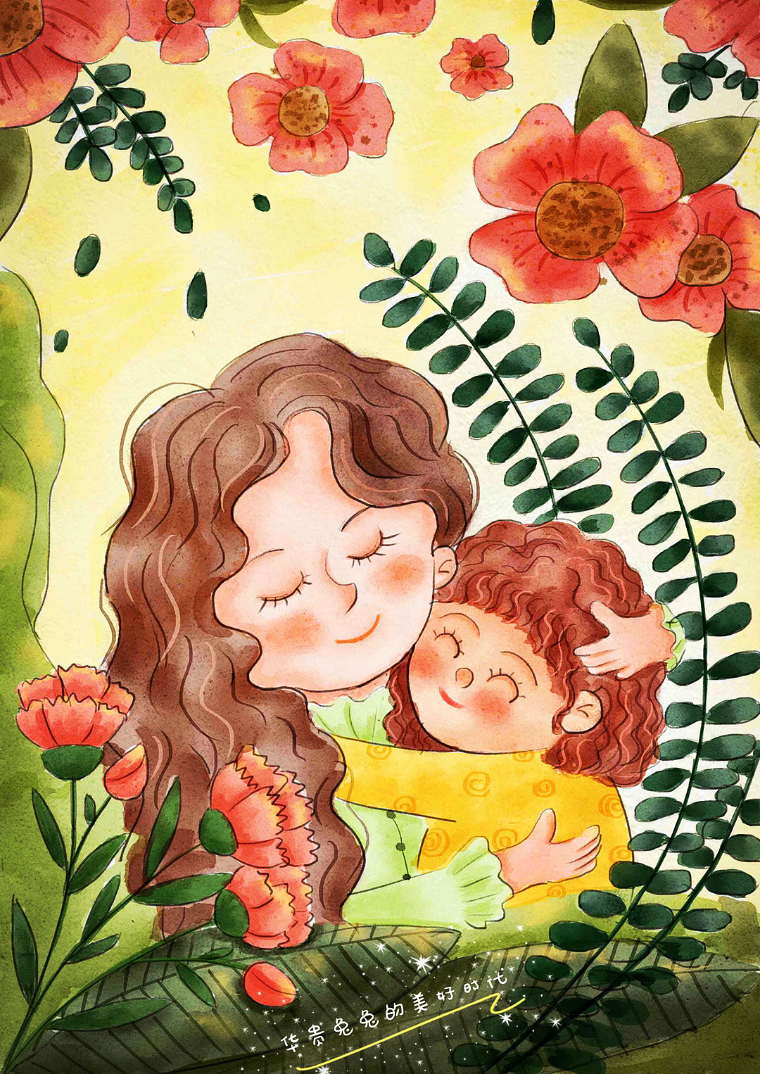 儿插原创-《暖暖的爱》致敬母亲节（图ZMjA3MDQzNTU2） - 儿童插画 - 站酷设计师兔兔爱插画原创素材 - 站酷ZCOOL