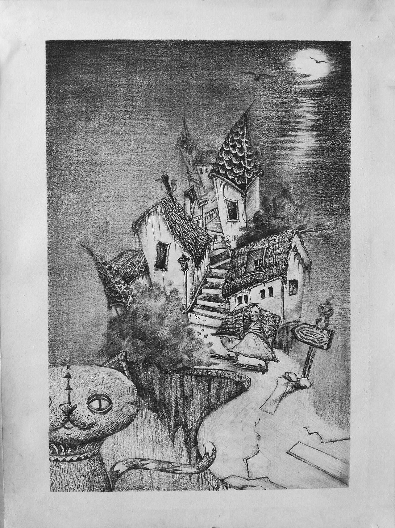 原创 - 创意素描《午夜》（图ZNjcxMzg5Mjg=） - 创作习作 - 站酷设计师谷雨12138原创素材 - 站酷ZCOOL