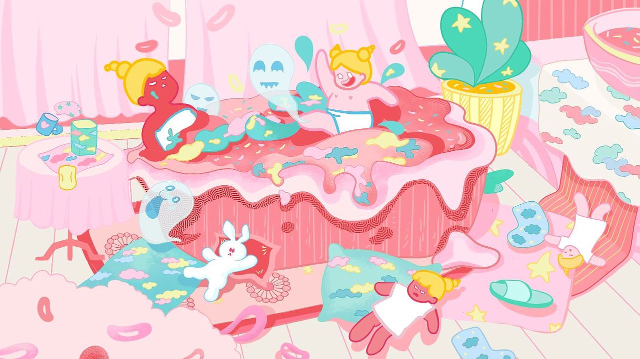 《姐妹俩的“快乐”生活》｜原创插画（图ZMzM5ODE4NzM2） - 艺术插画 - 站酷设计师Yao妞原创素材 - 站酷ZCOOL