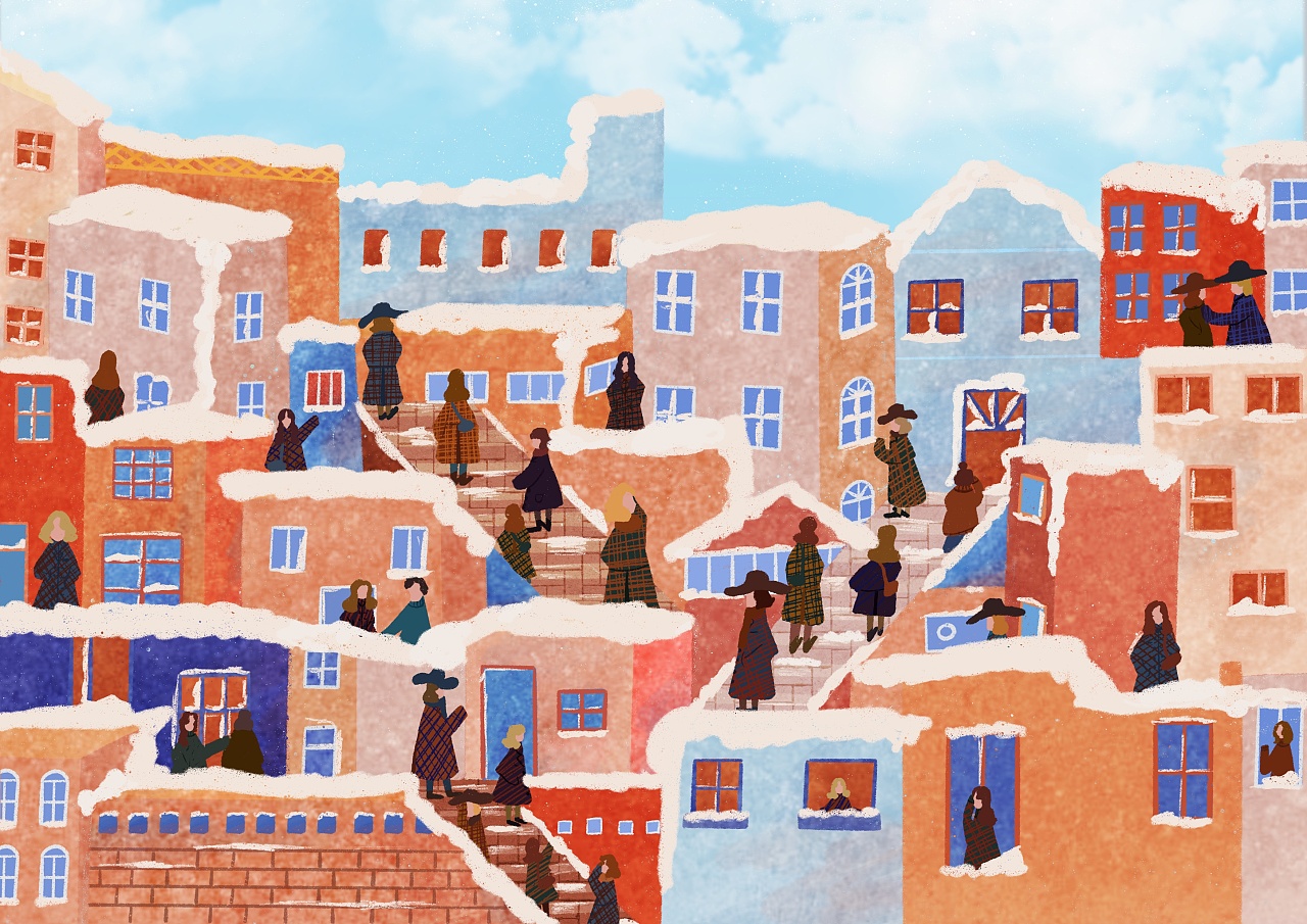 插画//欧洲小镇