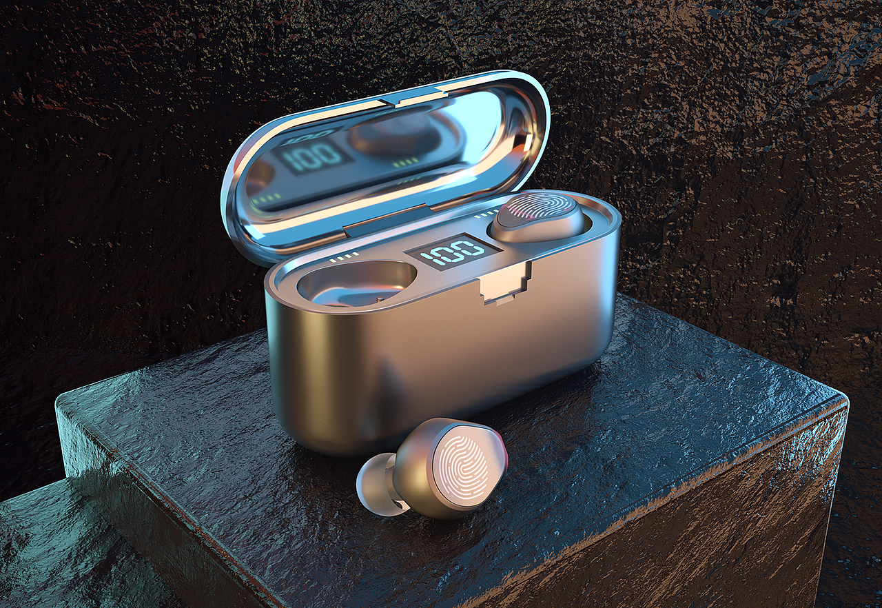 蓝牙耳机渲染效果图临摹