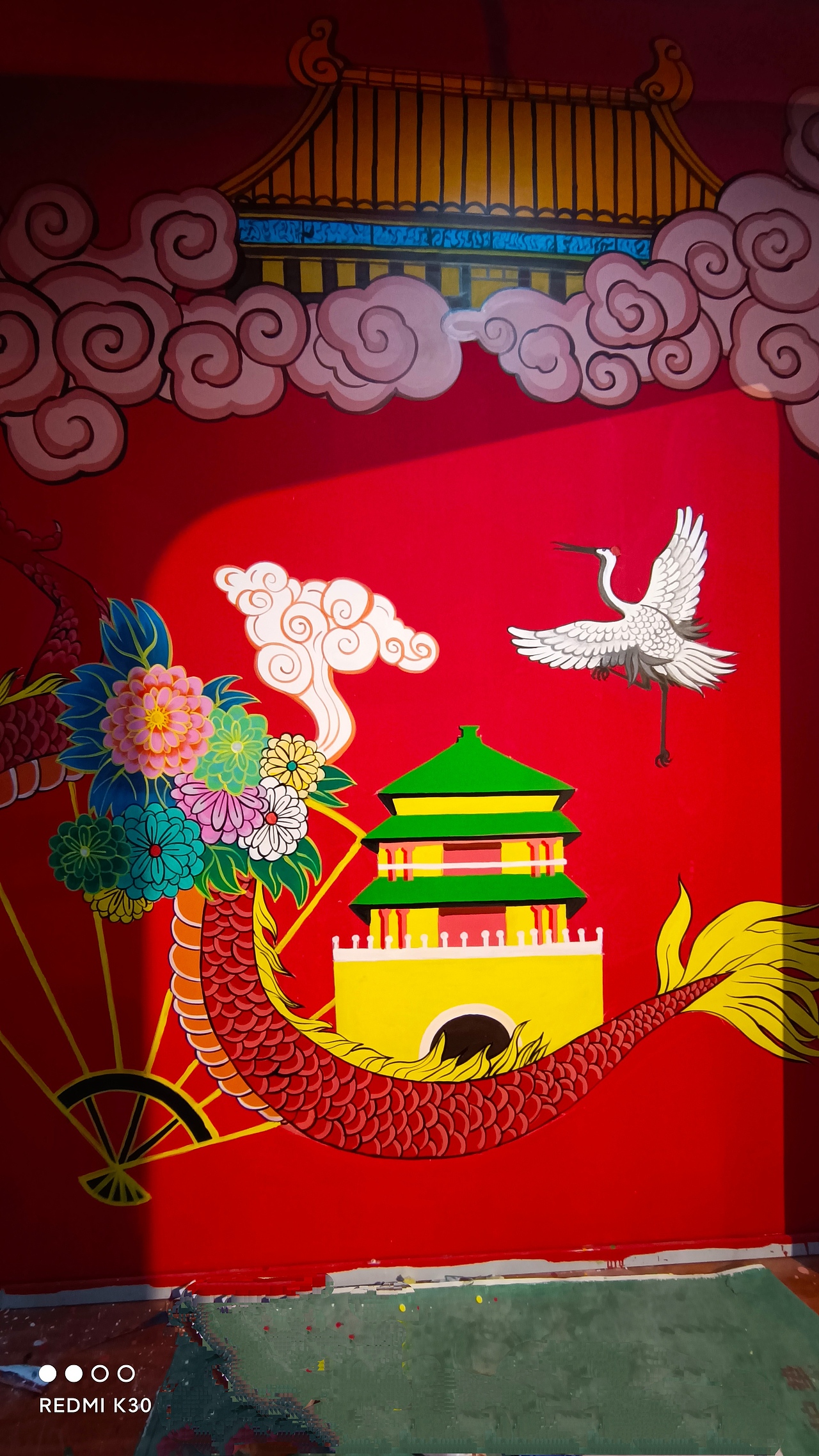 国潮风墙体彩绘