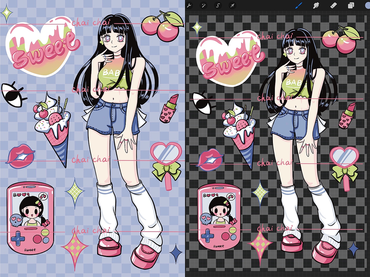 咕卡贴纸：甜辣少女（图ZMzI0MjM1MDQw） - IP形象 - 站酷设计师大帅柴原创素材 - 站酷ZCOOL