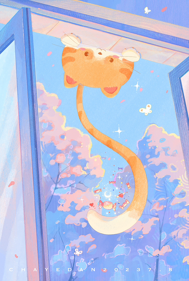 喜欢星星的橘猫（图ZMzUyNDU0MzEy） - 艺术插画 - 站酷设计师茶叶蛋有点烫原创素材 - 站酷ZCOOL