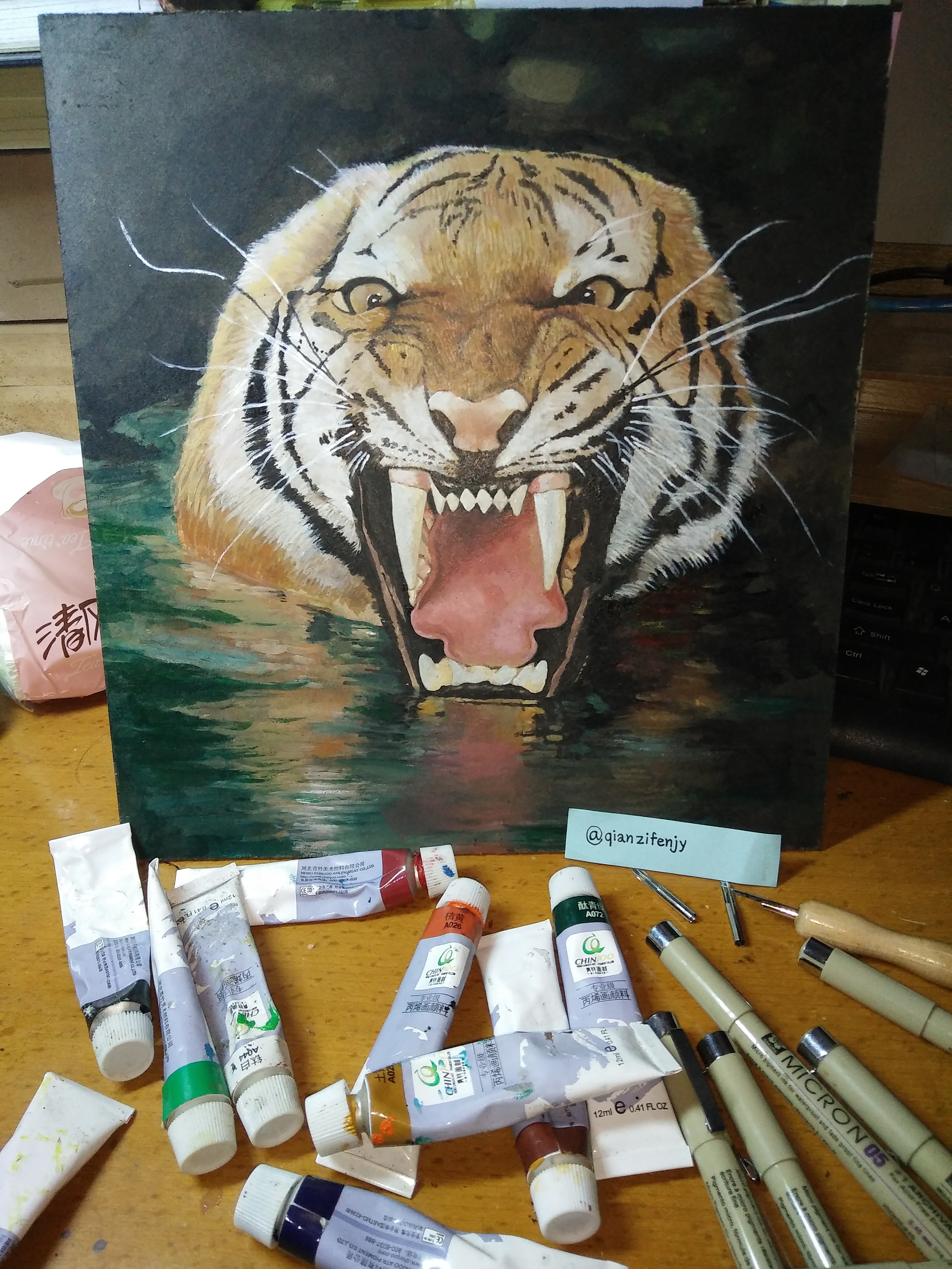 丙烯老虎|插画|创作习作|爱画画的文叁 - 原创作品 - 站酷 (zcool)