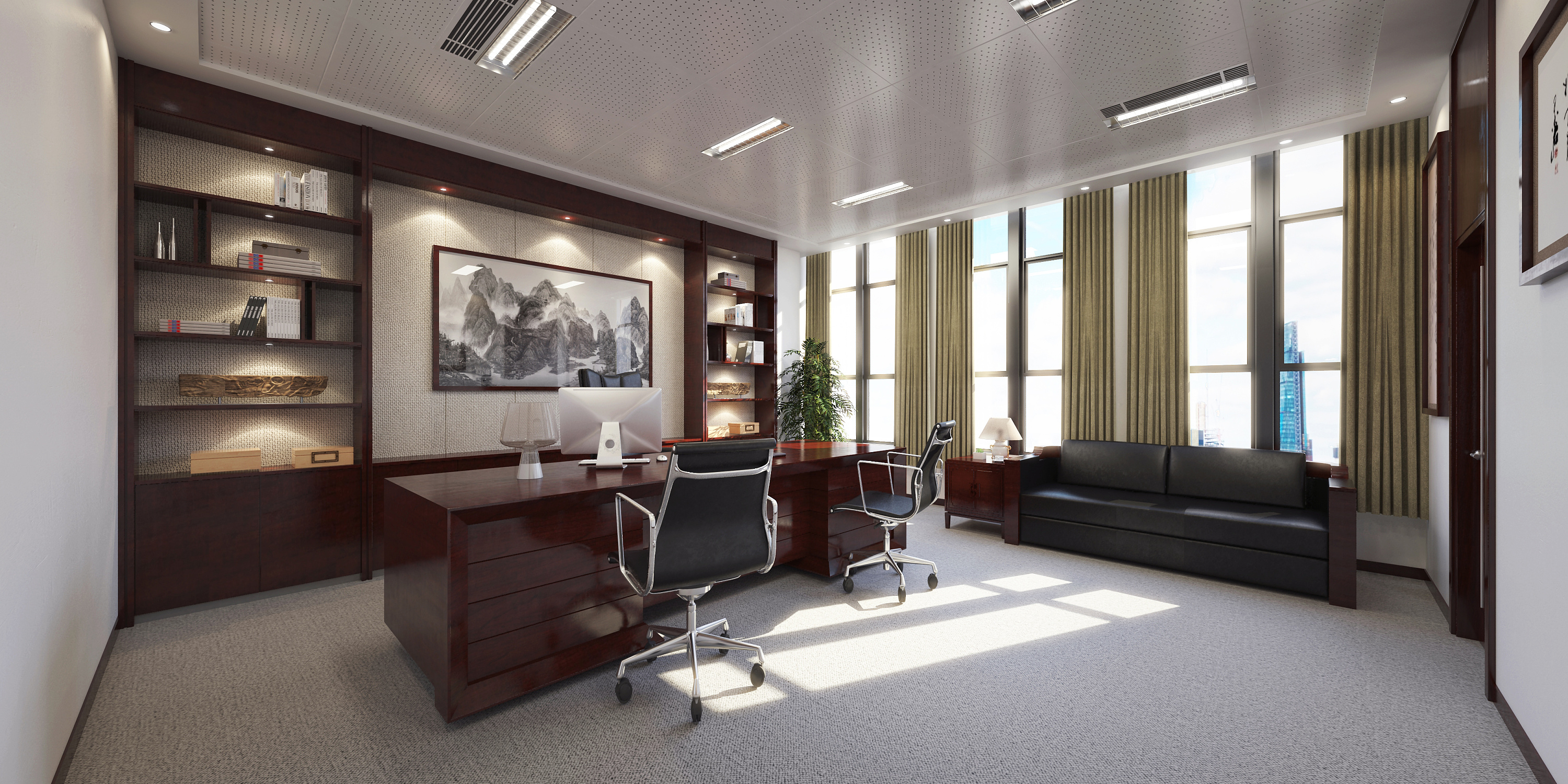 老板办公室|空间|家装设计|设计大饰 - 原创作品 - 站酷 (ZCOOL)