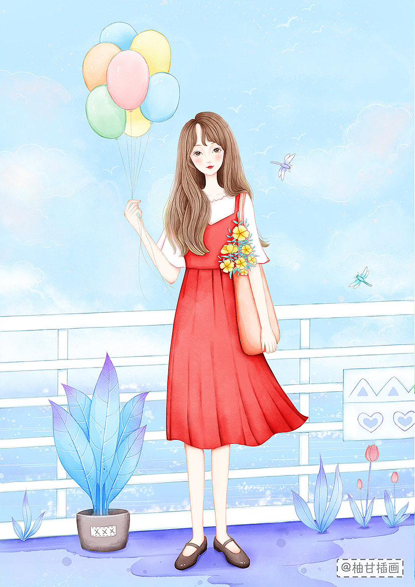 少女人物插画（图ZMTczOTc2NjQw） - 商业插画 - 站酷设计师柚甘原创素材 - 站酷ZCOOL