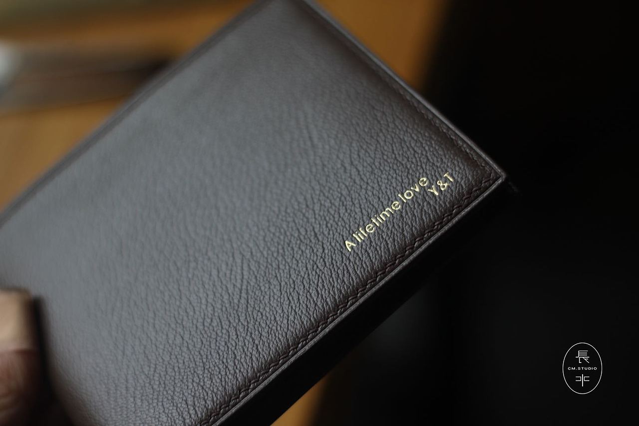 手工皮具 爱马仕法国山羊皮短夹 烫金