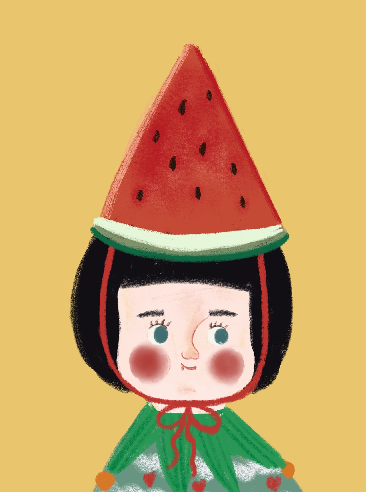 西瓜帽女孩|插画|儿童插画|恰吉 - 原创作品 - 站酷 (zcool)