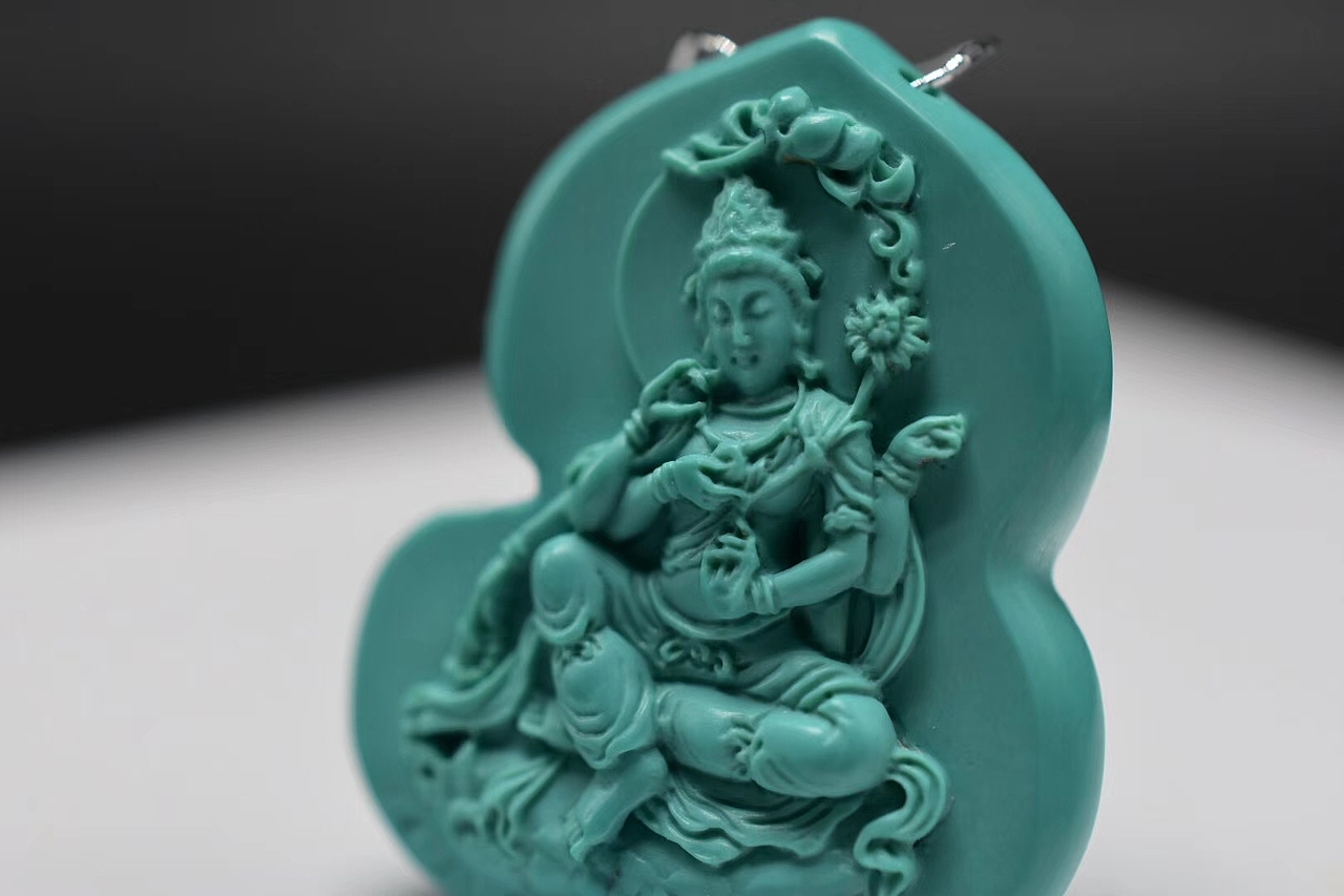 松石御龙观音雕件 高瓷（图ZMTA5MDY1NTI0） - 首饰设计 - 站酷设计师核雕工作室原创素材 - 站酷ZCOOL