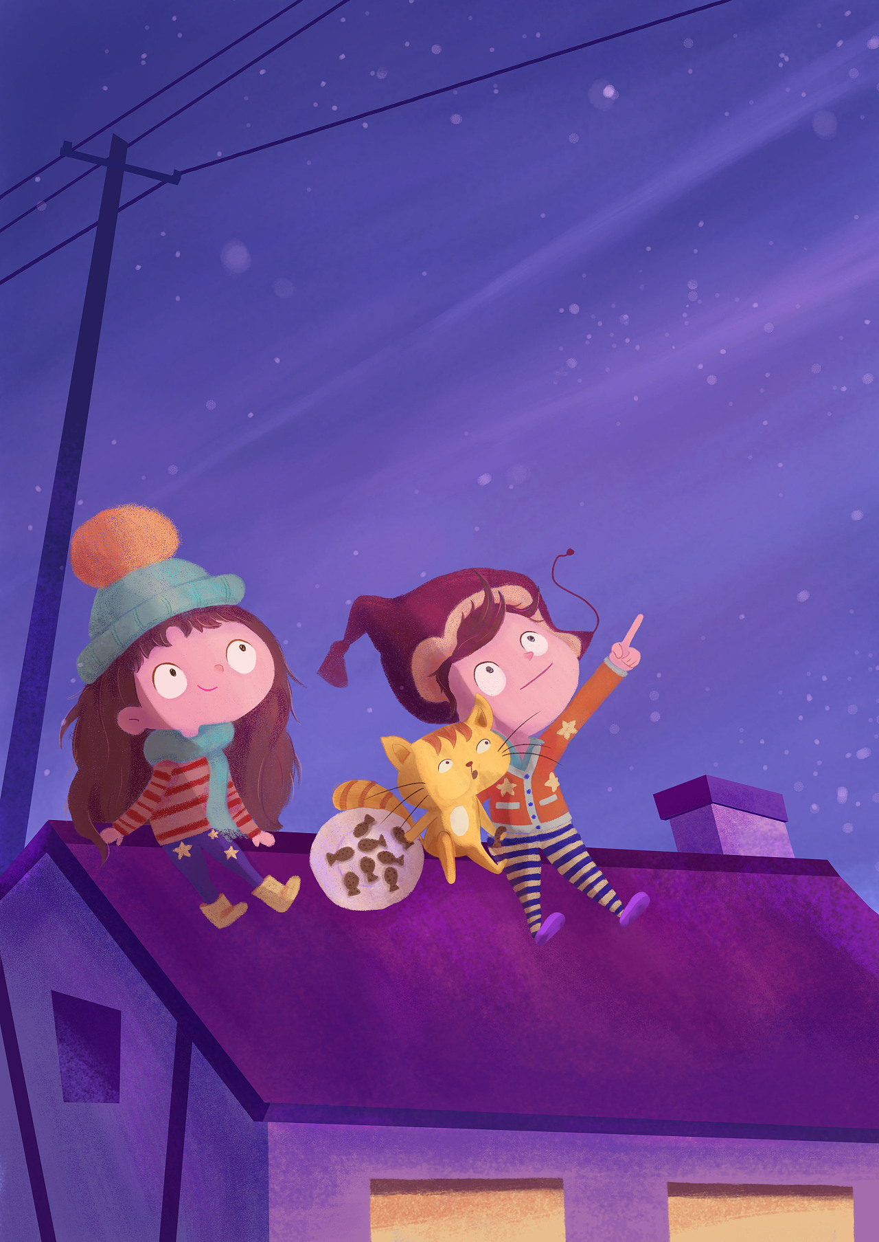 屋顶—人物组合练习|插画|儿童插画|轩水浒 - 临摹作品 - 站酷 (zcool