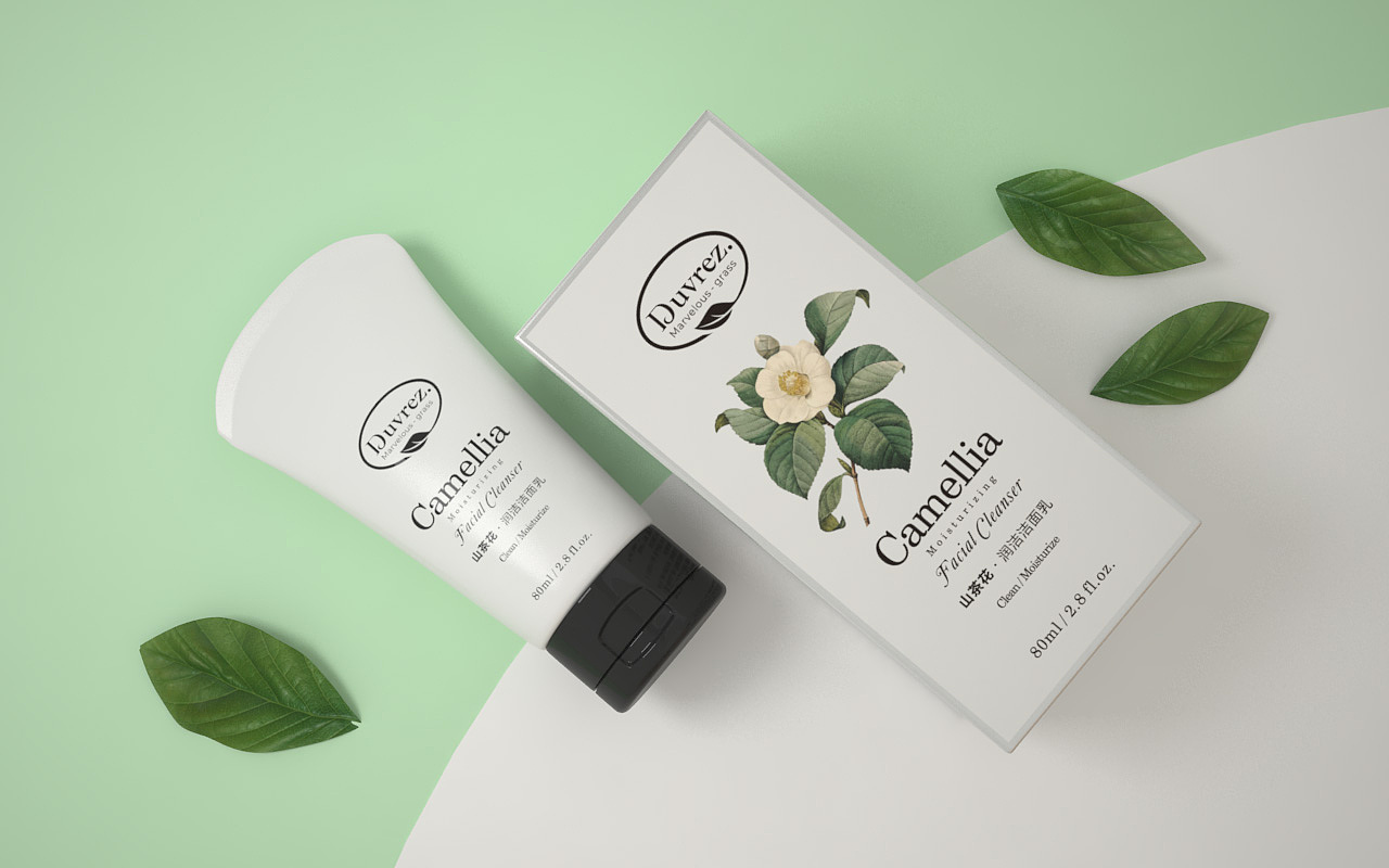化妆品包装护肤品包装山茶花洁面乳©刘益铭原创作品（图ZMTY3NjUwMDA0） - 包装 - 站酷设计师刘益铭原创素材 - 站酷ZCOOL