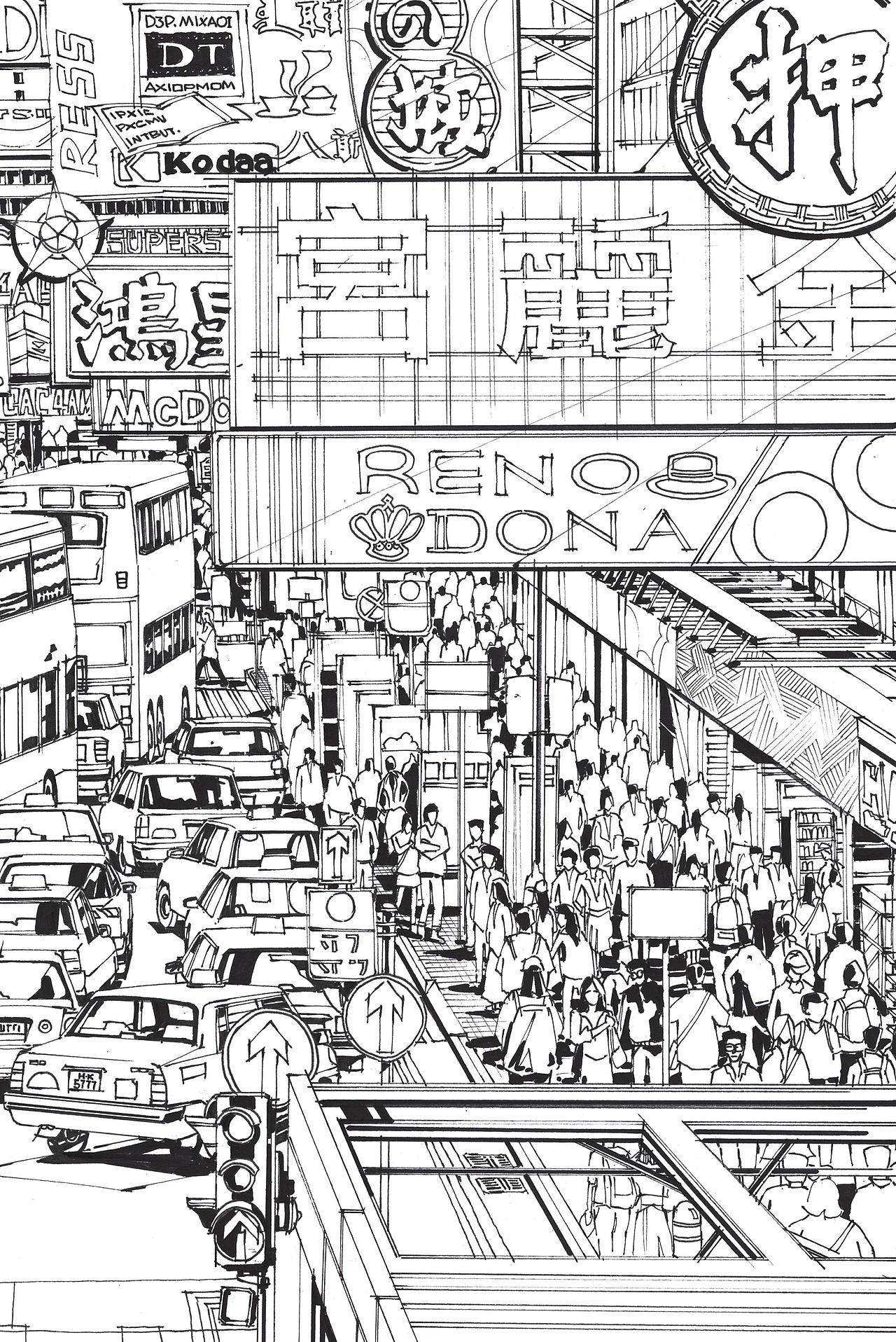 香港街景手绘建筑空间张肖涵手绘