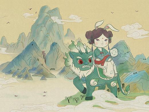 伏兽兔壁纸插画