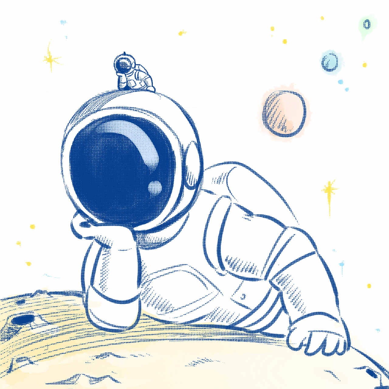 插画-星球与宇航员的故事（图ZNzU0MDU2Njg=） - 商业插画 - 站酷设计师ITISOK原创素材 - 站酷ZCOOL