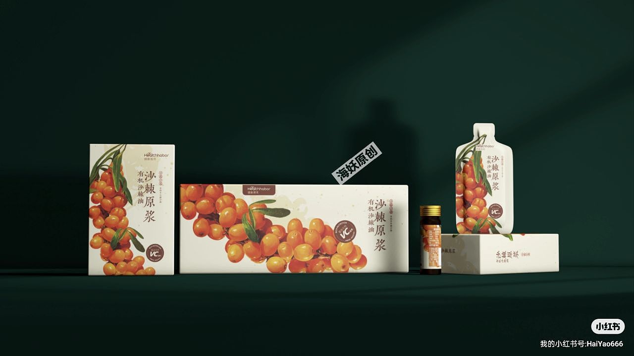 ｛原创｝沙棘果水果食品包装礼盒手绘插画设计