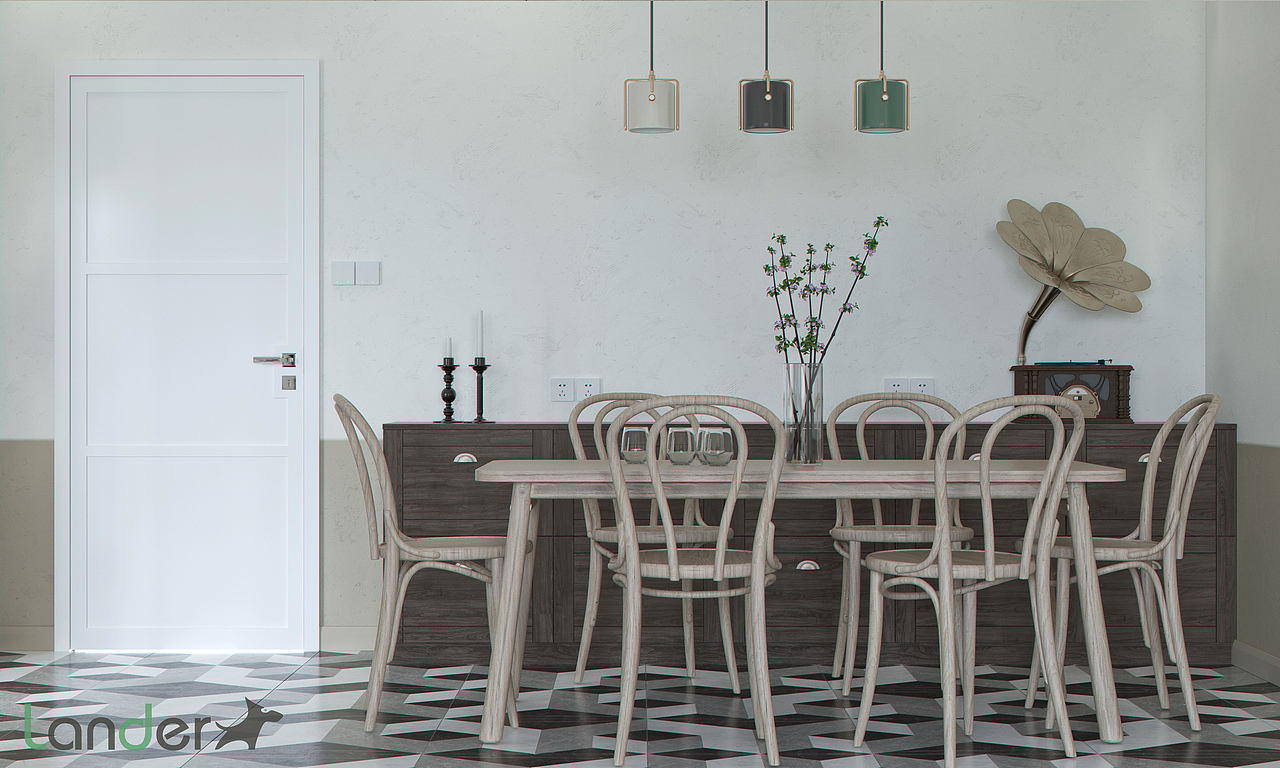 小复古风客餐厅（图ZMTcxODA4MDIw） - 家装设计 - 站酷设计师lander_design原创素材 - 站酷ZCOOL