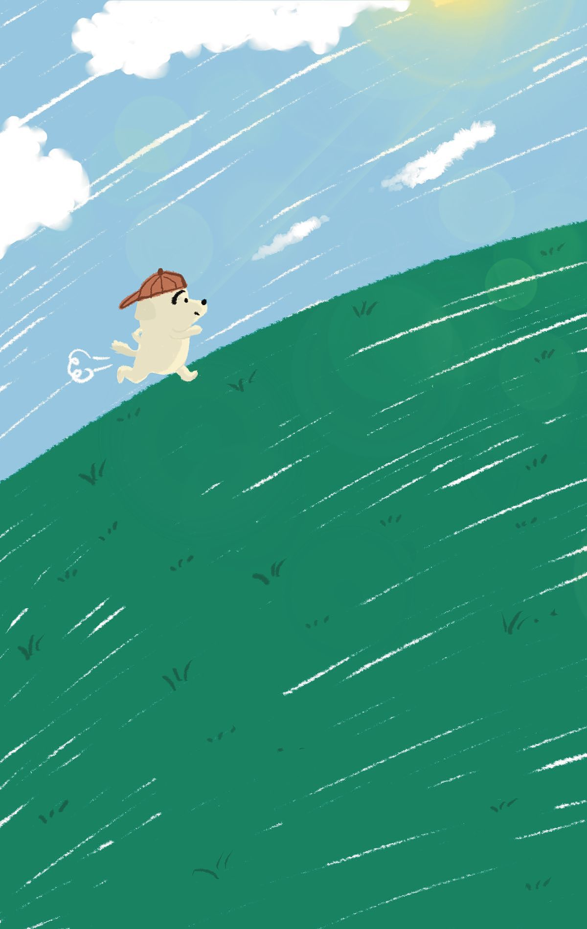 向阳奔跑的小狗