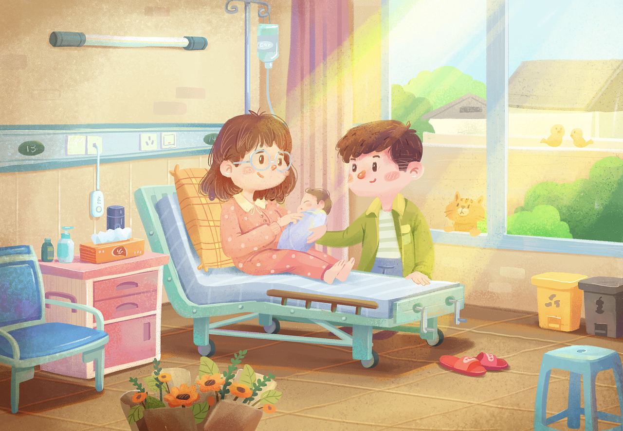 她进了产房后,没有像电视剧中产房门口急切的等待