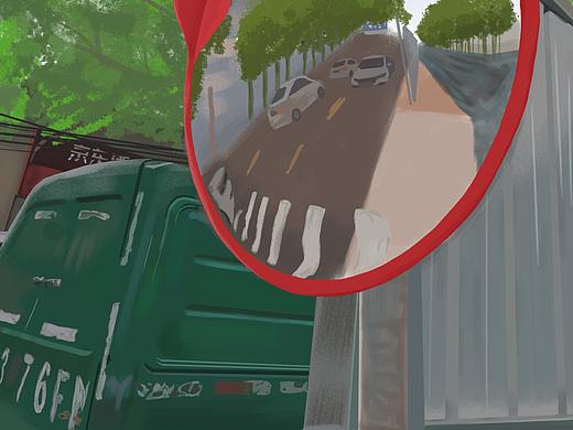 修路后的临时公交站（个人主页-ZNDcwMTY2MzY=） - 艺术插画 - 站酷设计师腊十二12原创素材 - 站酷ZCOOL