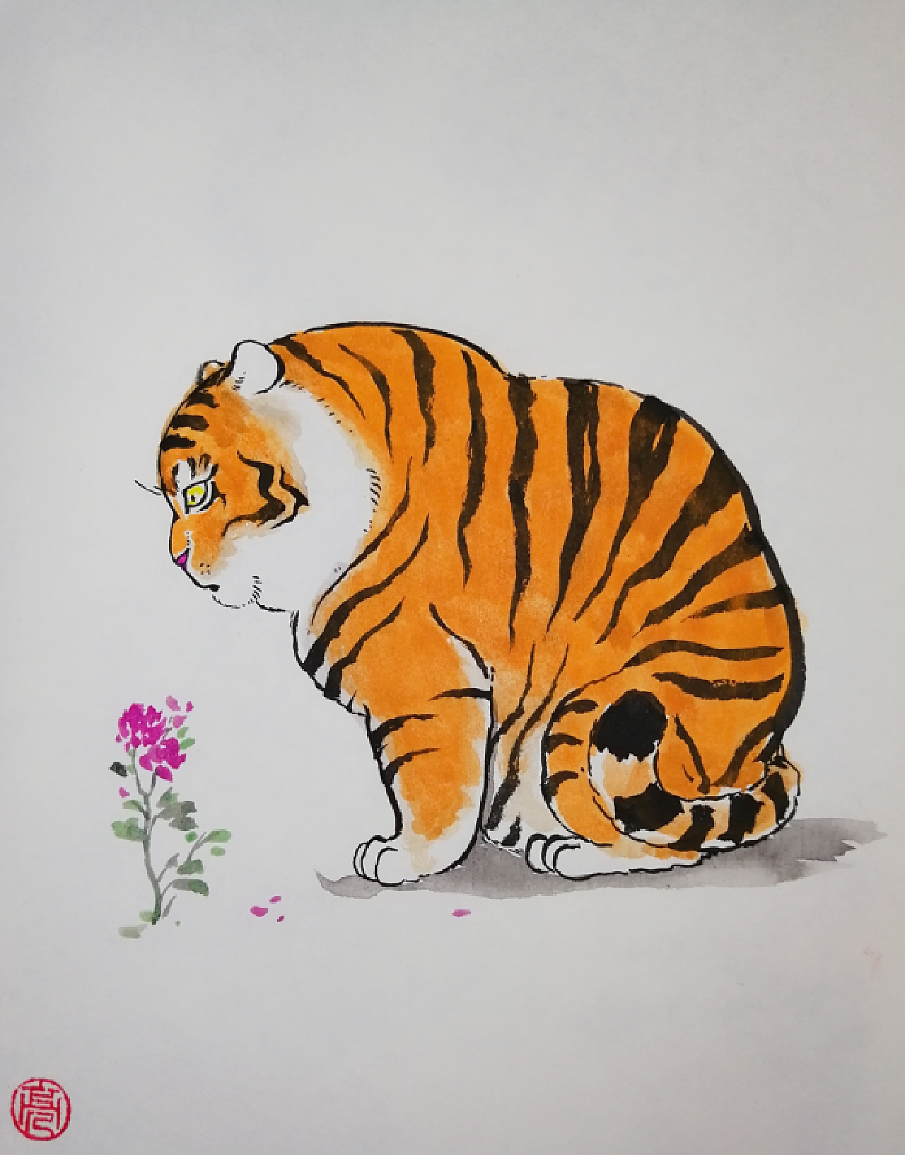 心有猛虎细嗅蔷薇,塑新斋潘纪坤手绘插画练习致敬不二
