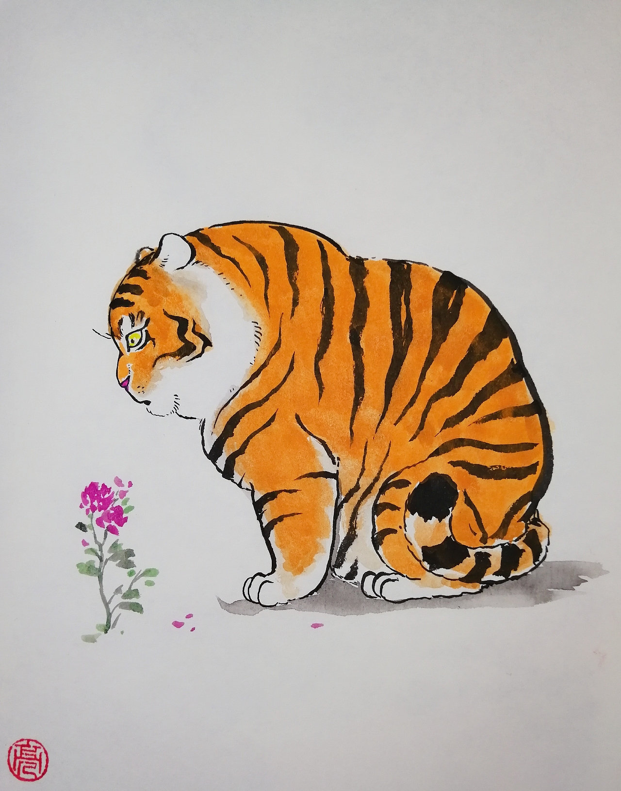 心有猛虎细嗅蔷薇，塑新斋潘纪坤手绘插画练习致敬不二（图ZMjMxNTk2MzAw） - 创作习作 - 站酷设计师潘小駑原创素材 - 站酷ZCOOL