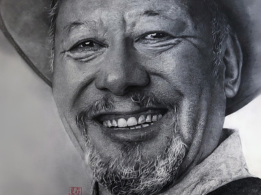 超写实素描《老阿伯》