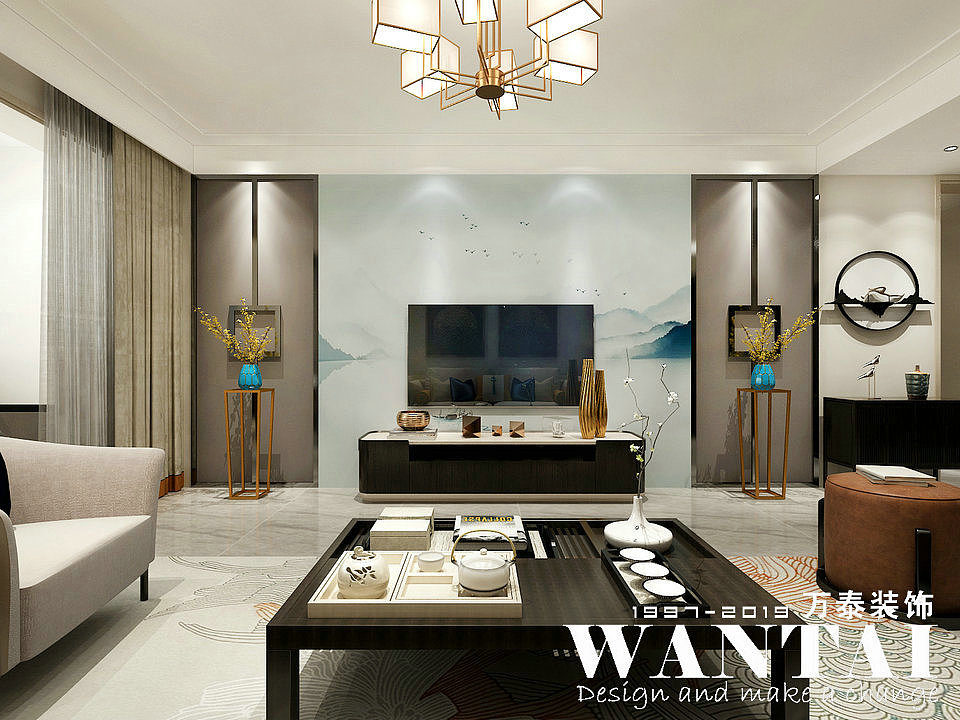 泰安装修 | 泰安乐活小镇150㎡新中式装修风格效果图