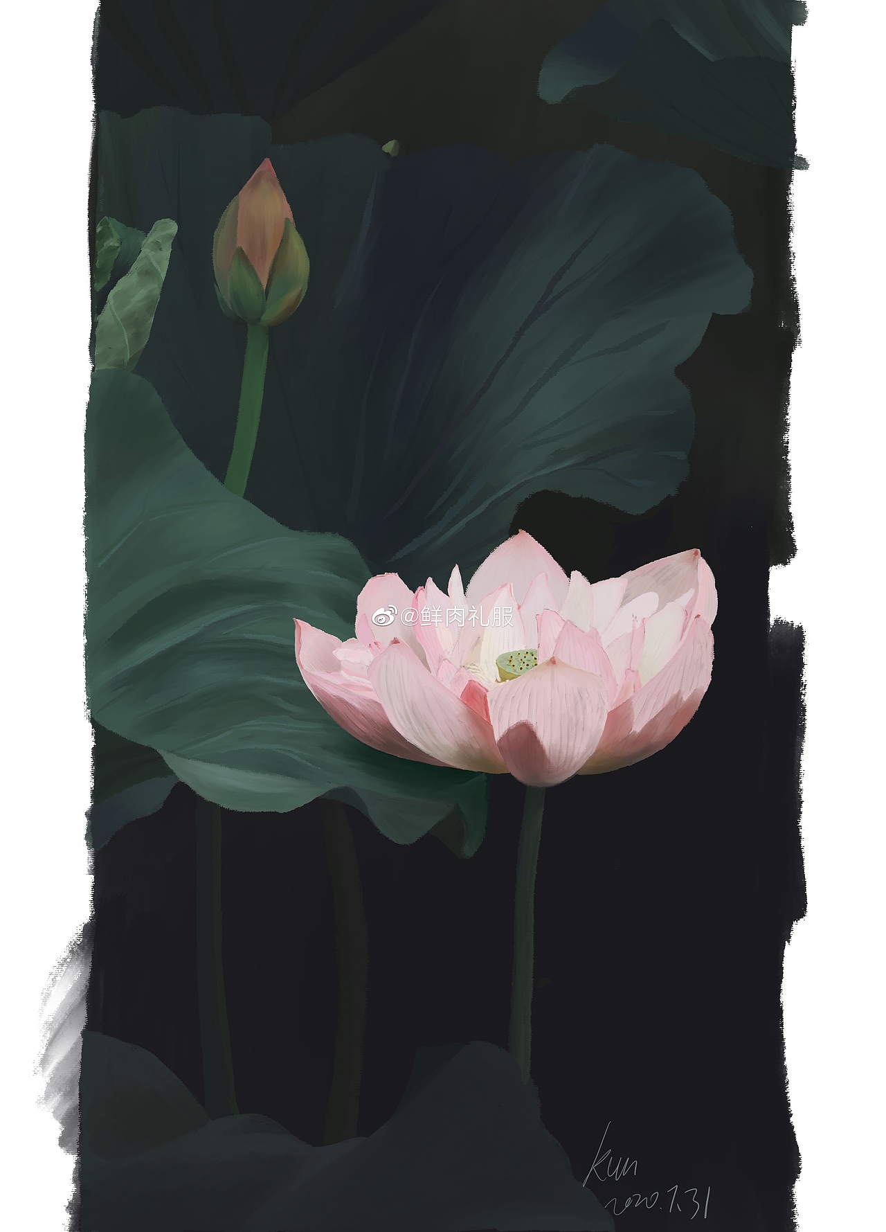 花了一朵小荷花～（图ZMjE4ODY5Mzky） - 商业插画 - 站酷设计师太阳雨的小木屋原创素材 - 站酷ZCOOL